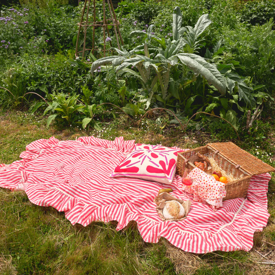 Cherry Red Candy Stripe Tablecloth