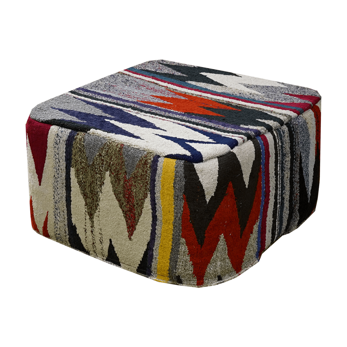 Kilim Pouf · Handcrafted - Multicoloured, 65x65 cm