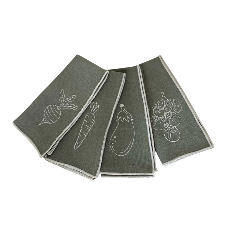 Set of 4 Linen Napkins - Vegetables