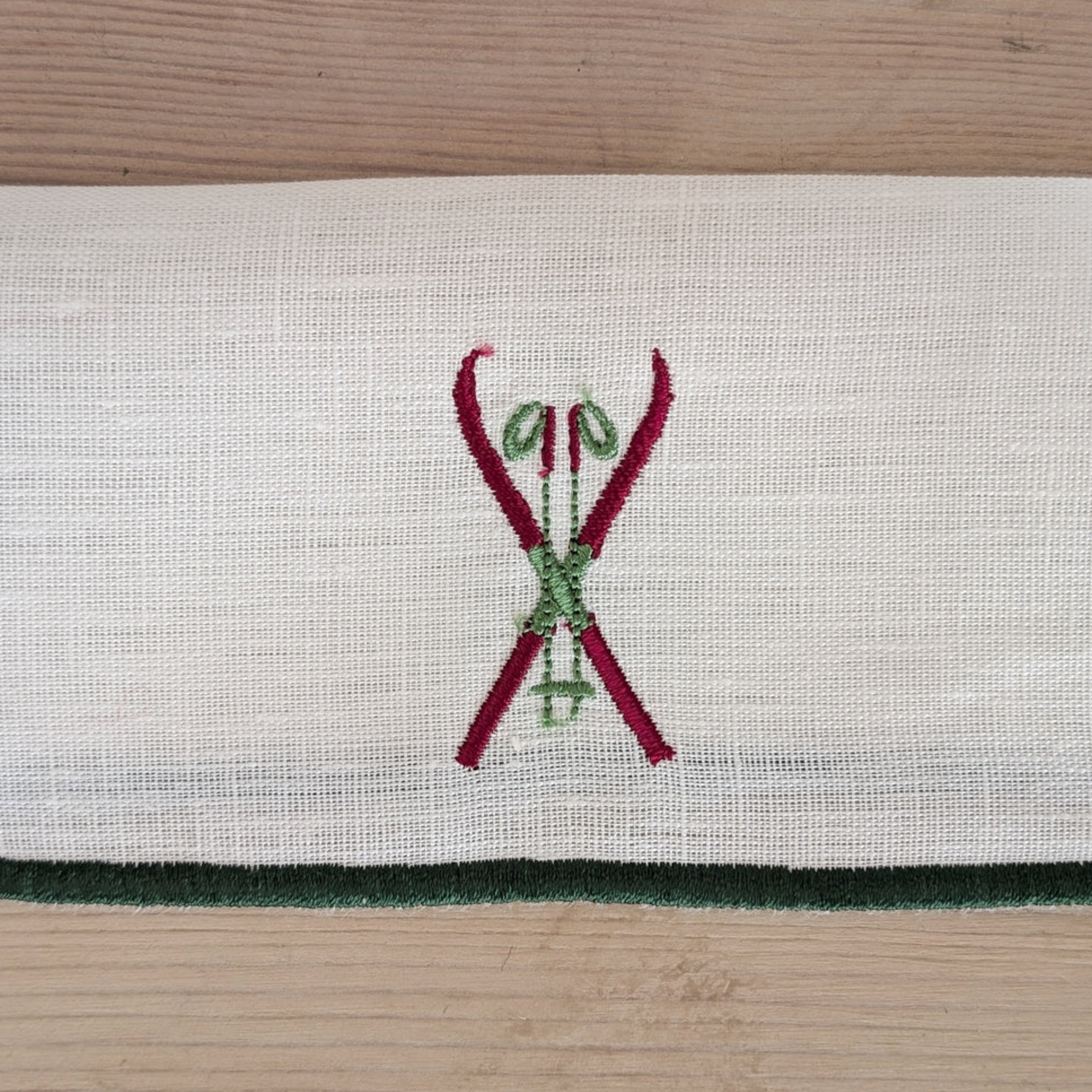 SKI Embroidered Cocktail Napkins (Set of 6)