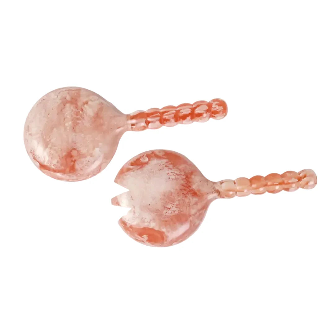 Resin Salad Server, Pink Set of 2 4.10x8.75 Inches - Casa Amarosa