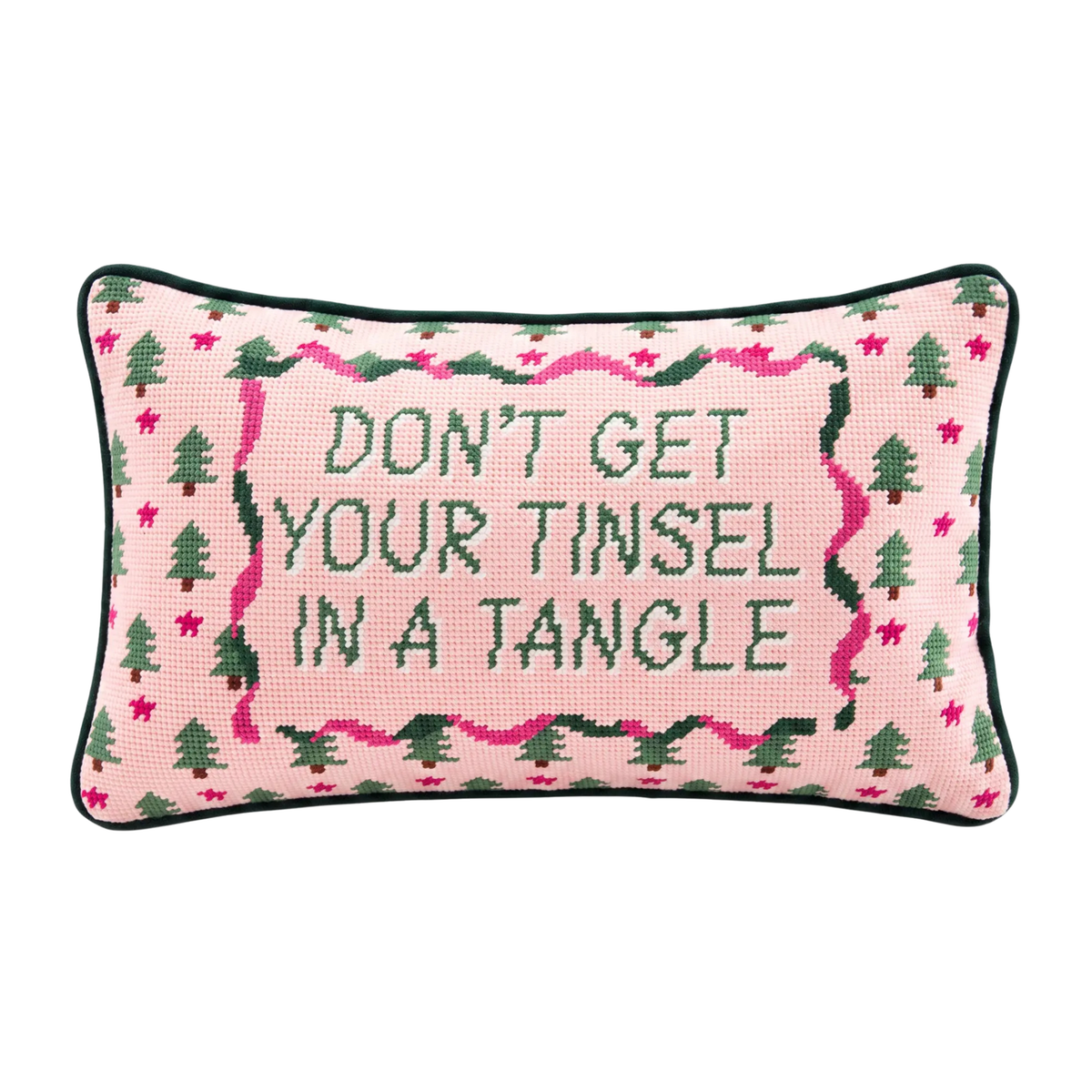 Tinsel in a Tangle Needlepoint Pillow