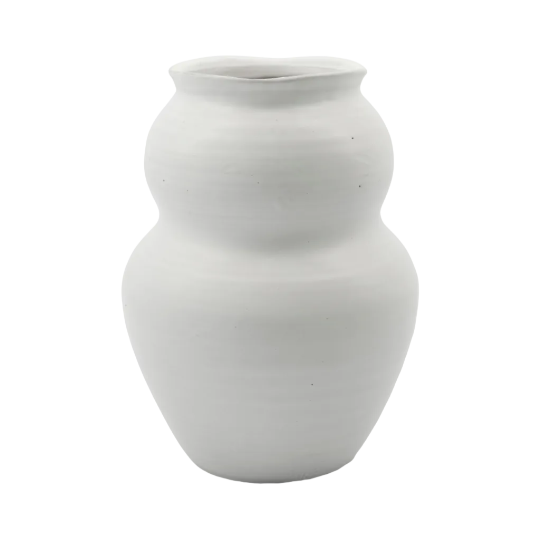 White Capri Stoneware Vase, 22.5 cm