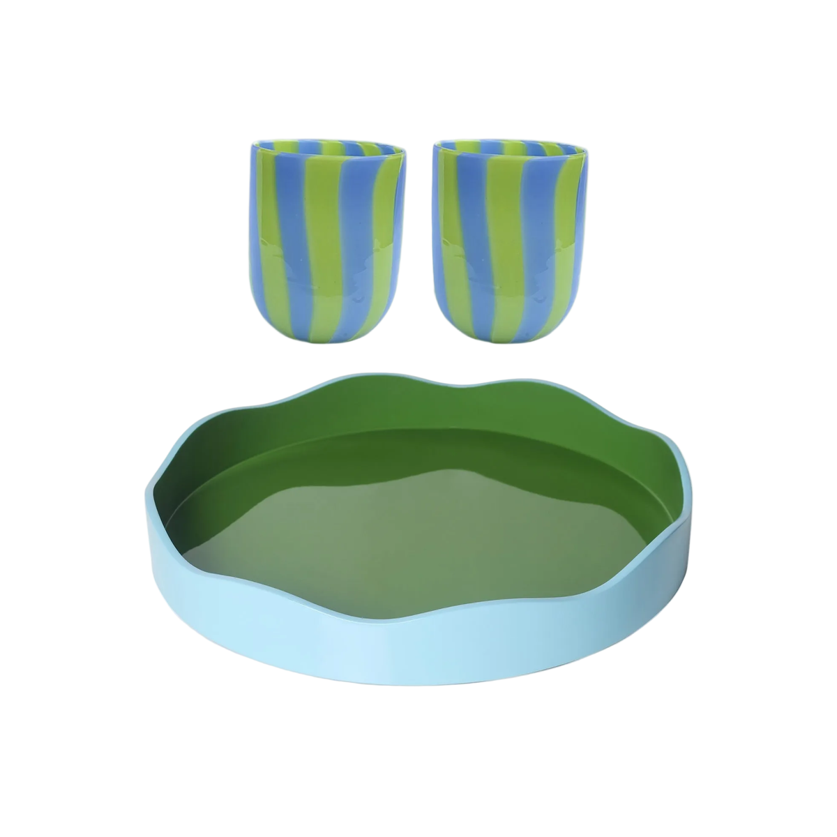 Allegra Tray And Maxi Tumbler Gift Set In Green And Blue