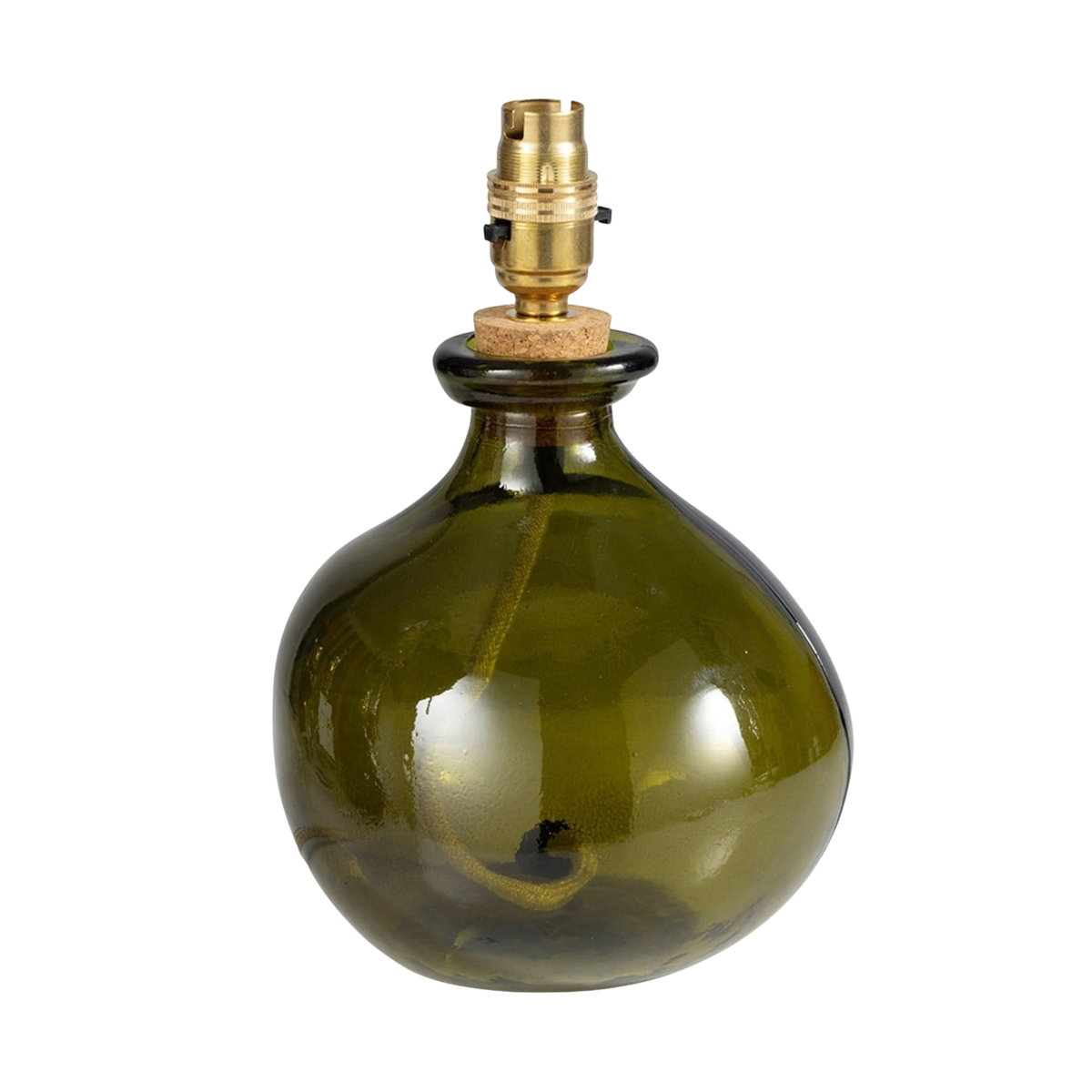 Verdant Revival Glass Table Lamp Base - Olive Green