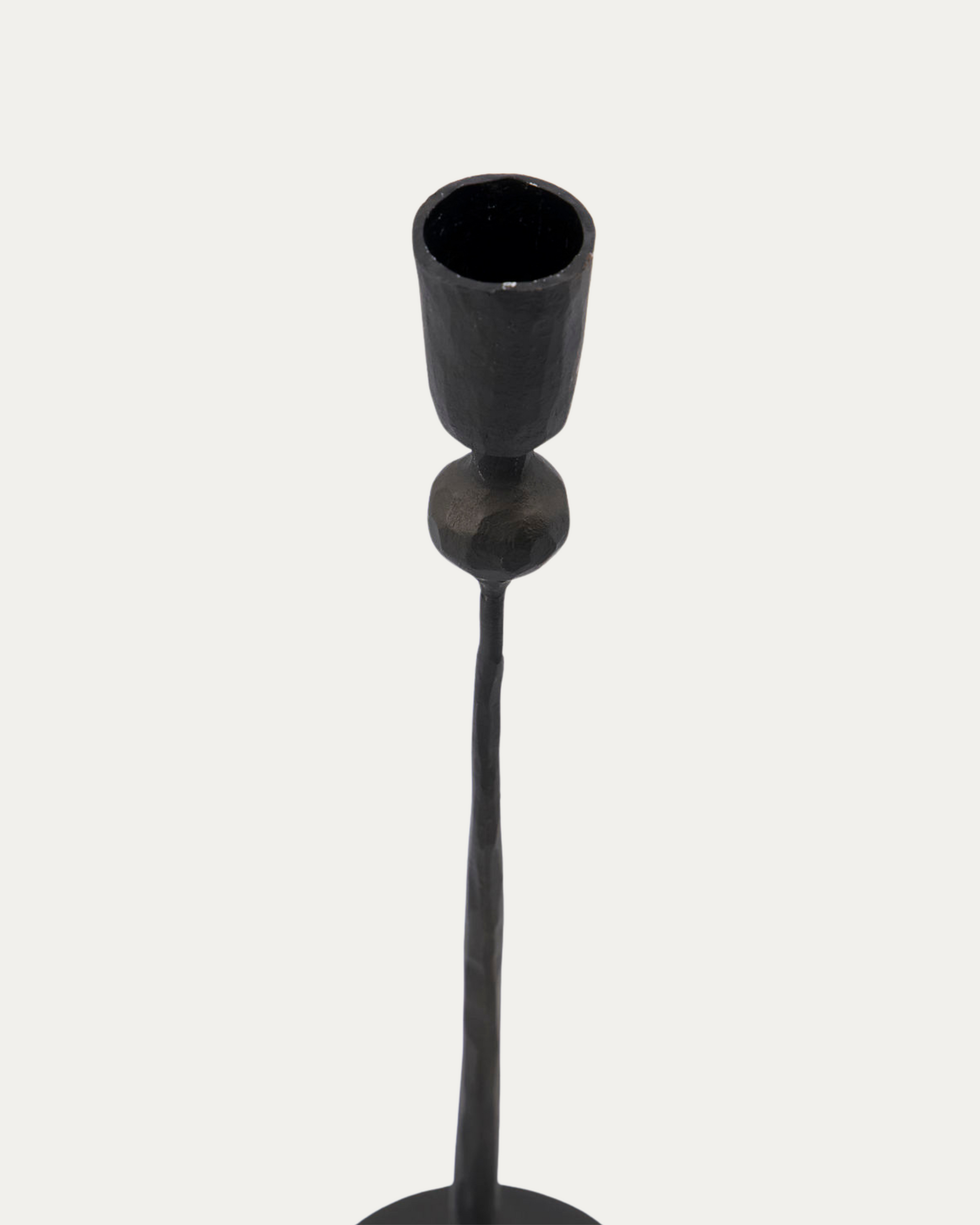 Black Roros Iron Candlestick, 29 cm