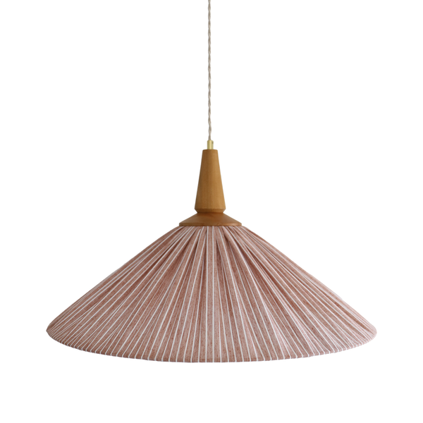 Eleonore Pendant Light – 60cm, Terracotta Striped Linen and Cotton