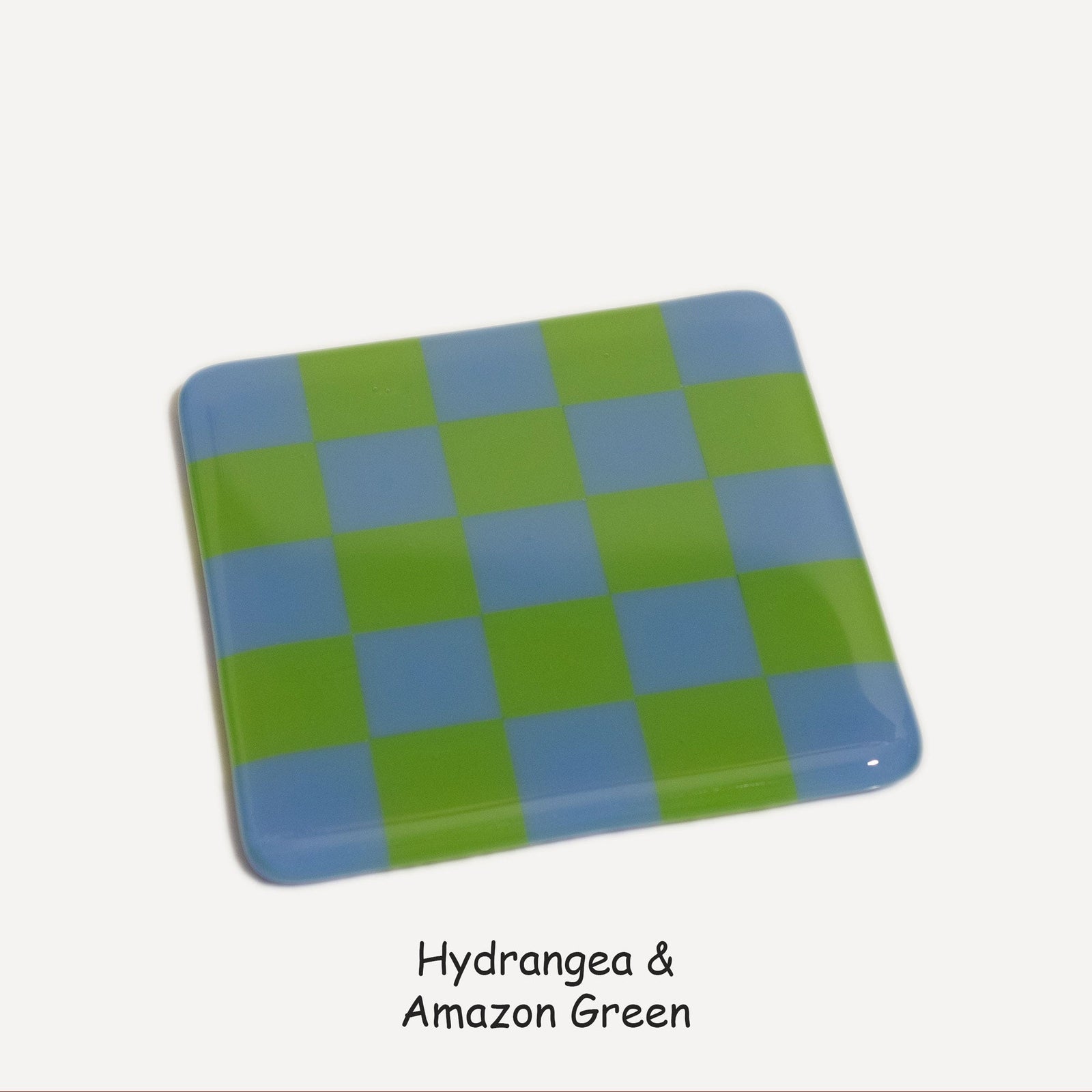 10cm Chequered Dual Colour Coaster - Oceanside Collection - Hydrangea &amp; Amazon Green image