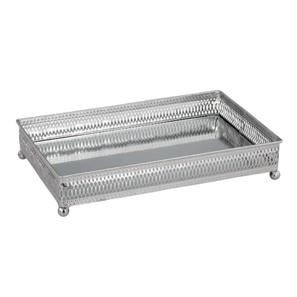 Rectangular Silver-Plated Mirrored Tray