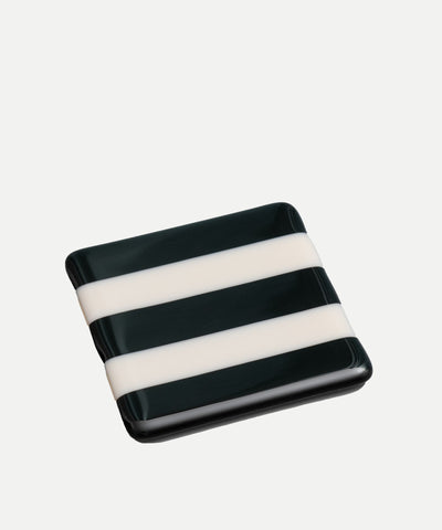 10cm Striped Coaster - Black &amp; Almond image