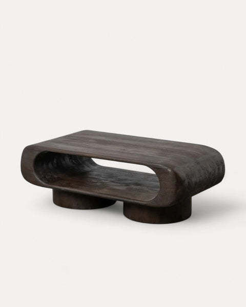 Mesa de centro retangular em madeira de manga, 122x61x42 cm