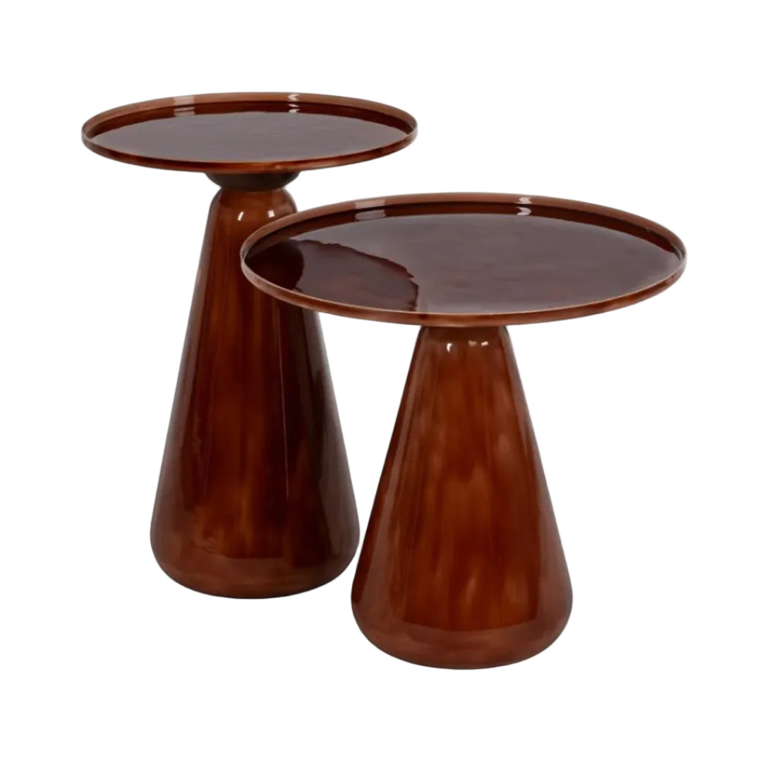 Set of 2 Oria Enamelled-Metal Side Tables