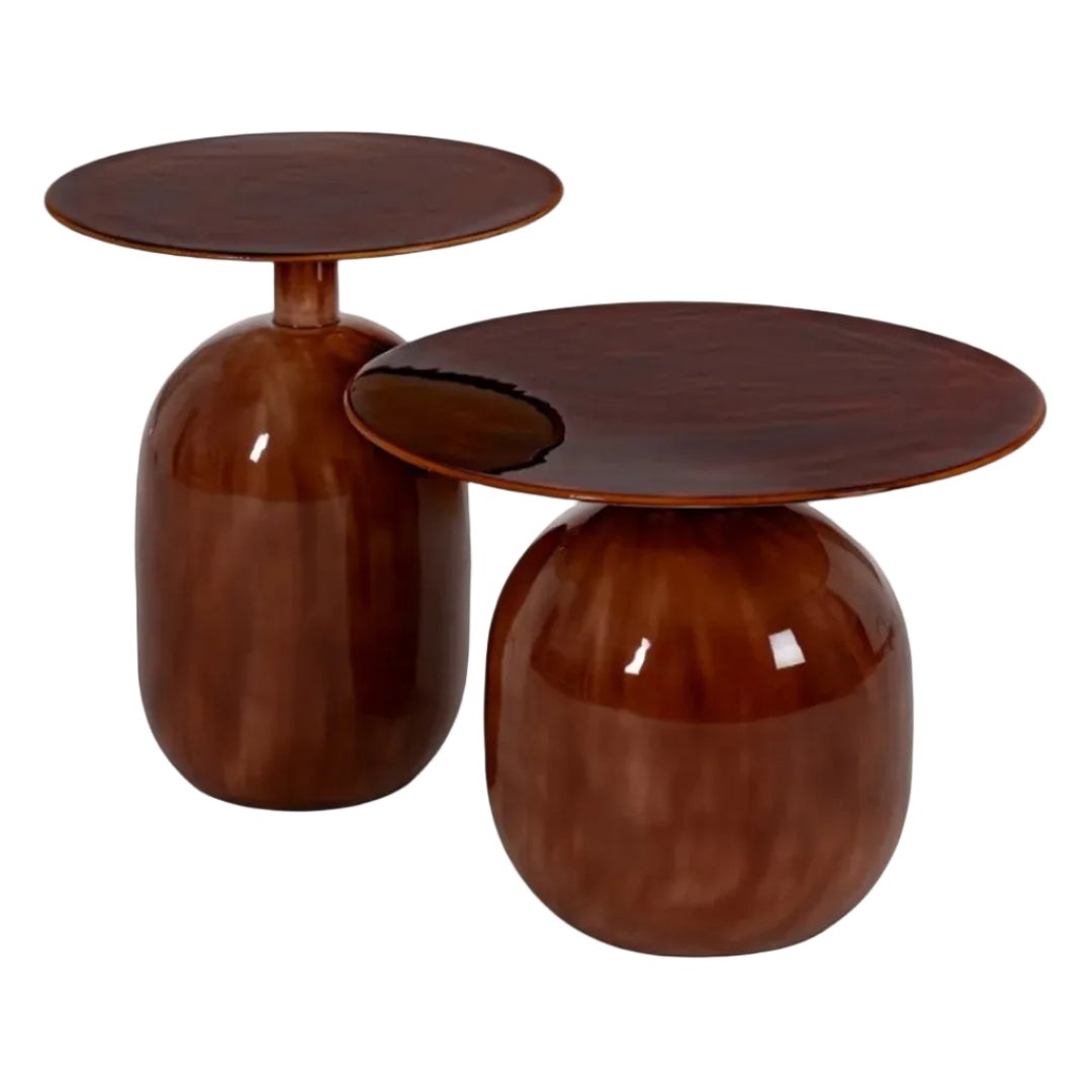 Set of 2 Modena Enamelled-Metal Side Tables
