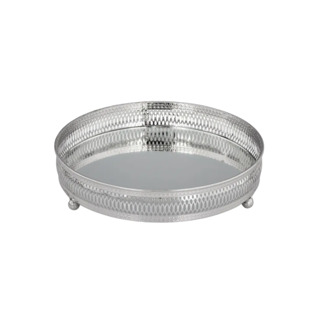 Round Silver-Plated Mirrored Tray, Ø25 cm