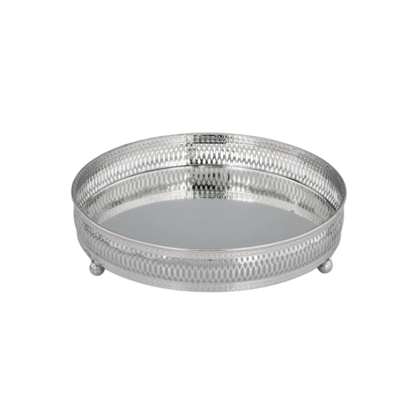 Round Silver-Plated Mirrored Tray, Ø25 cm