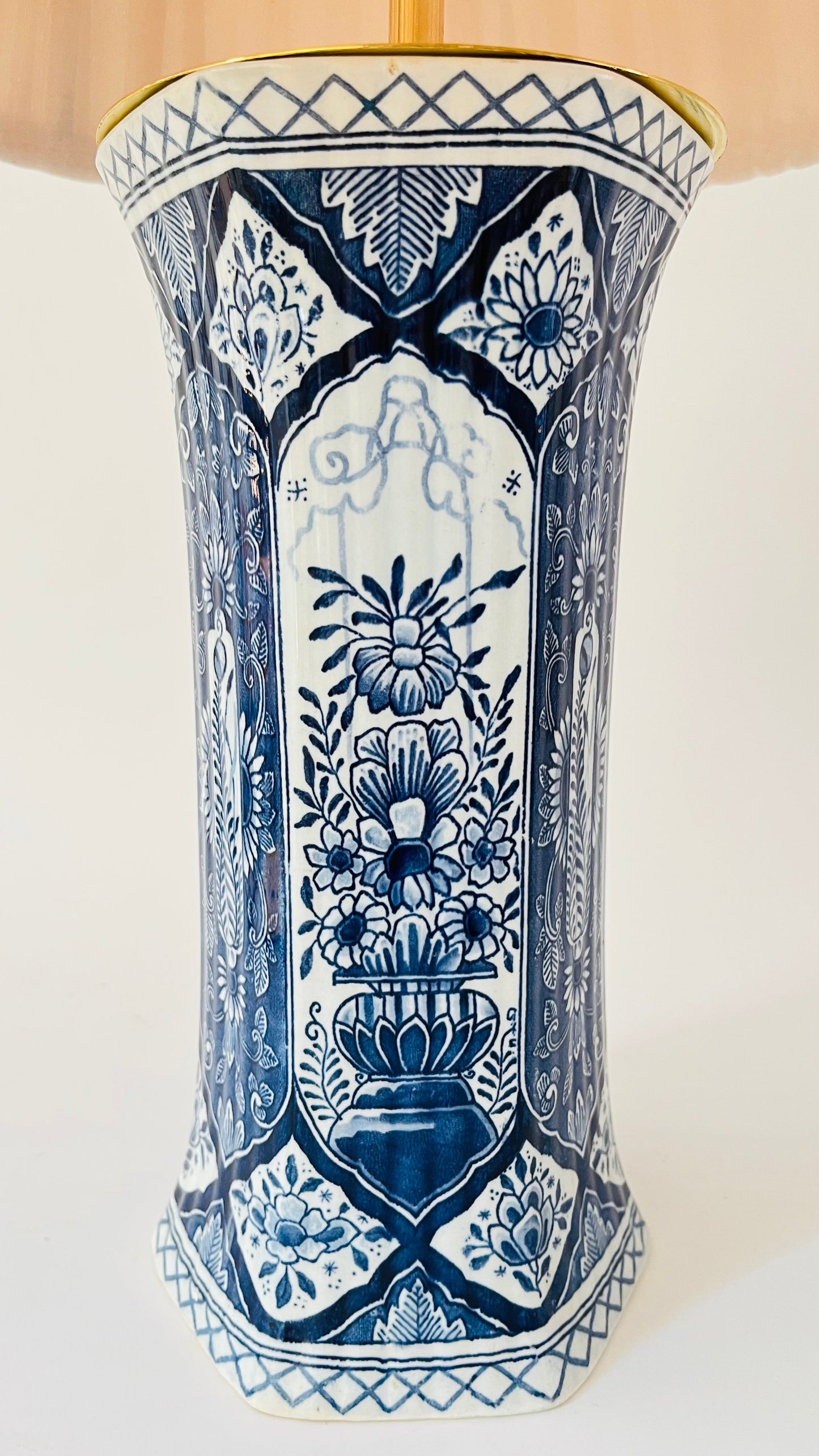 Antique Royal Delft Pillar Lamp