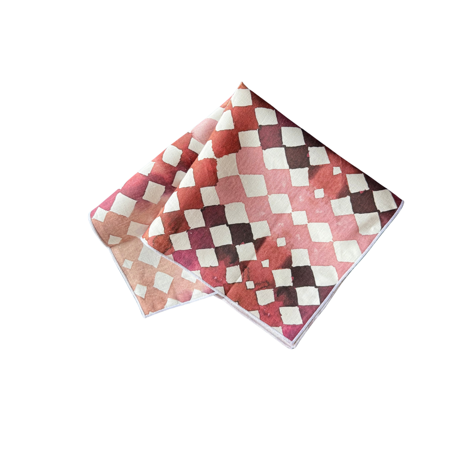 Pink Diamonds linen dinner napkin styled on place setting - Goldie Home