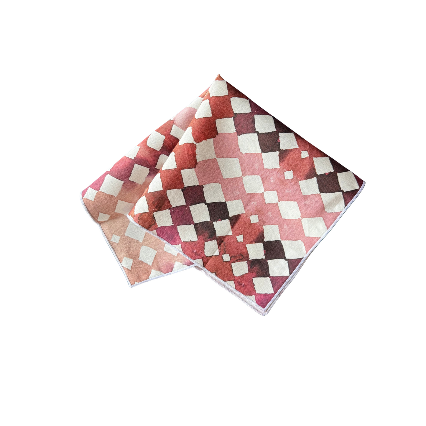 Pink Diamonds linen dinner napkin styled on place setting - Goldie Home