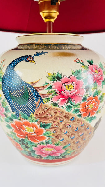 Antique Japanese Peacock Lamp