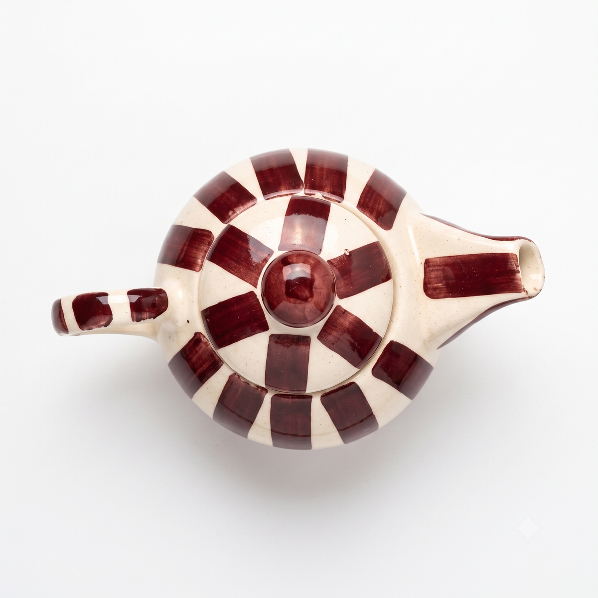 Plum Striped Kettle & Cup Set | Handpainted Ceramic | 8 in