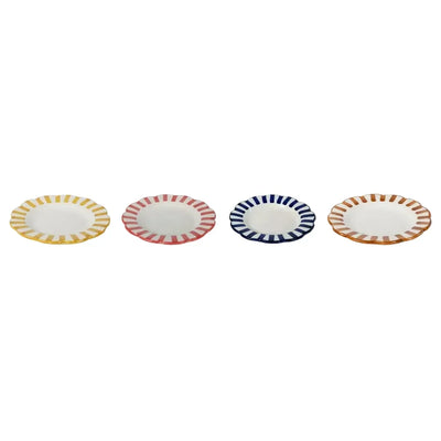 Ceramic Stripe Salad Plate, Yellow 8.25x8.25x1.25 Inches - Casa Amarosa