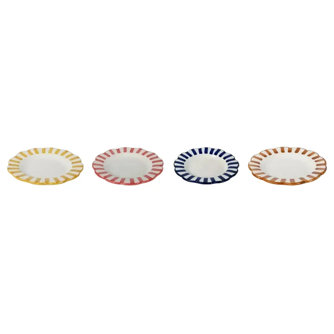 Ceramic Stripe Salad Plate, Yellow 8.25x8.25x1.25 Inches - Casa Amarosa
