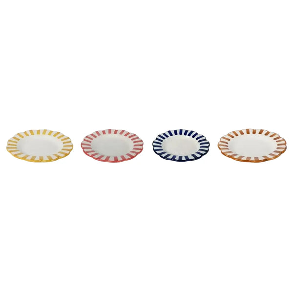 Ceramic Stripe Salad Plate, Yellow 8.25x8.25x1.25 Inches - Casa Amarosa
