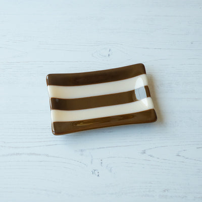 15x10cm Striped Dual Coloured Tray - Brown Woodland &amp; Almond image