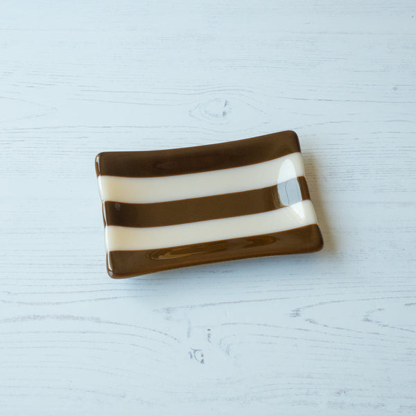 15x10cm Striped Dual Coloured Tray - Brown Woodland &amp; Almond image