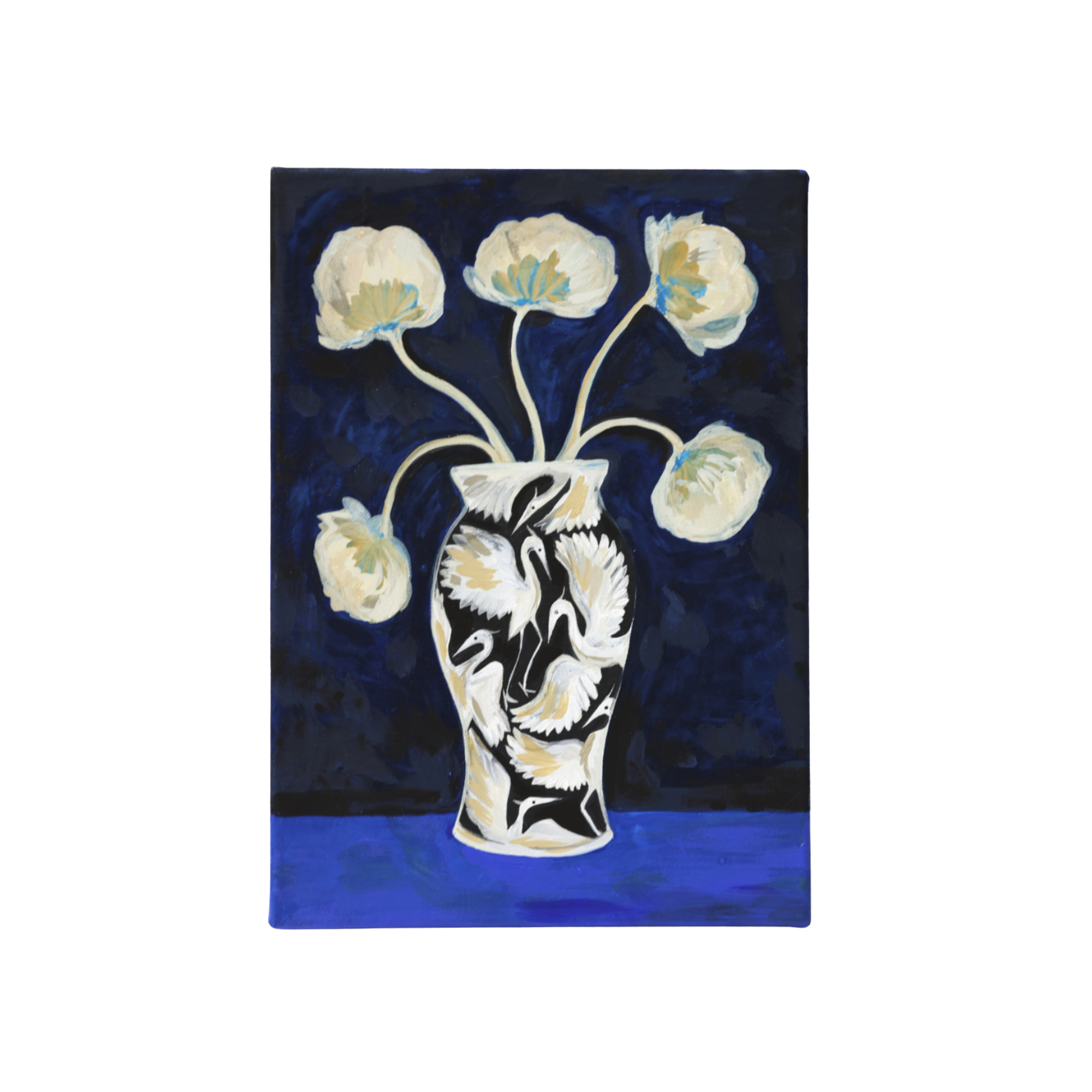 Black Herons Vase - Original Canvas Painting