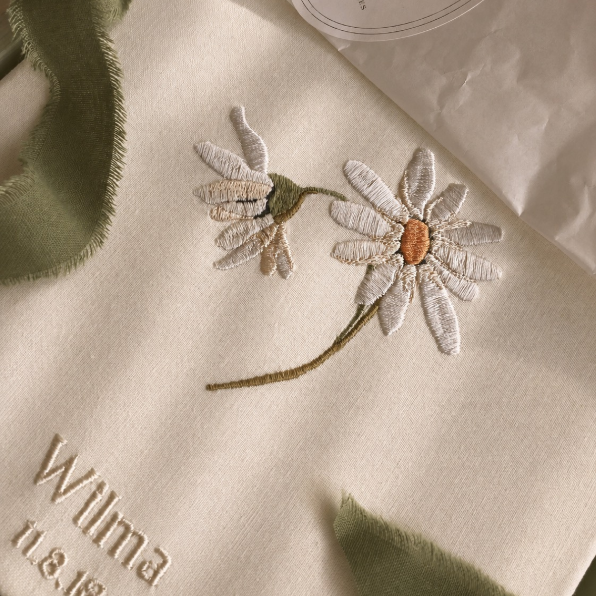 Personalised Birth Flower Embroidered Canvas