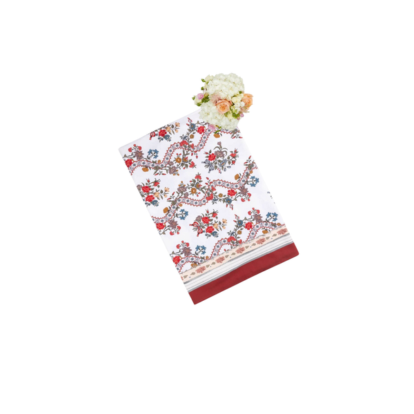 Sommerset Scroll Red Cotton Tablecloth