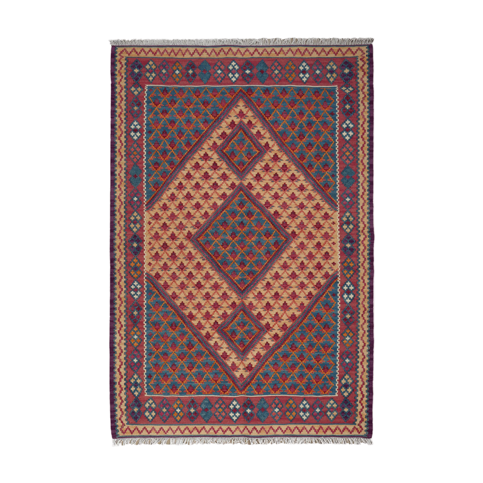 Kilim Senneh Rug · Hand-Woven - Beige, 161x107 cm