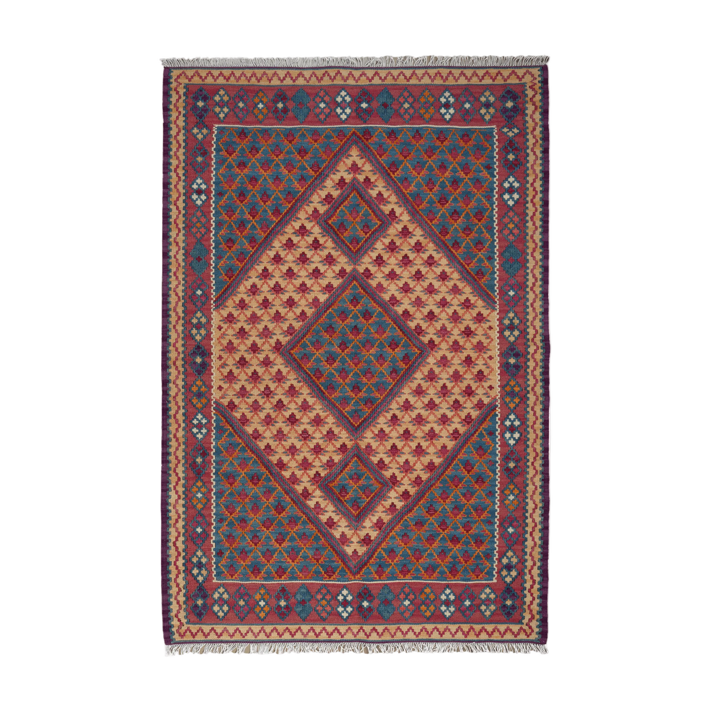 Kilim Senneh Rug · Hand-Woven - Beige, 161x107 cm
