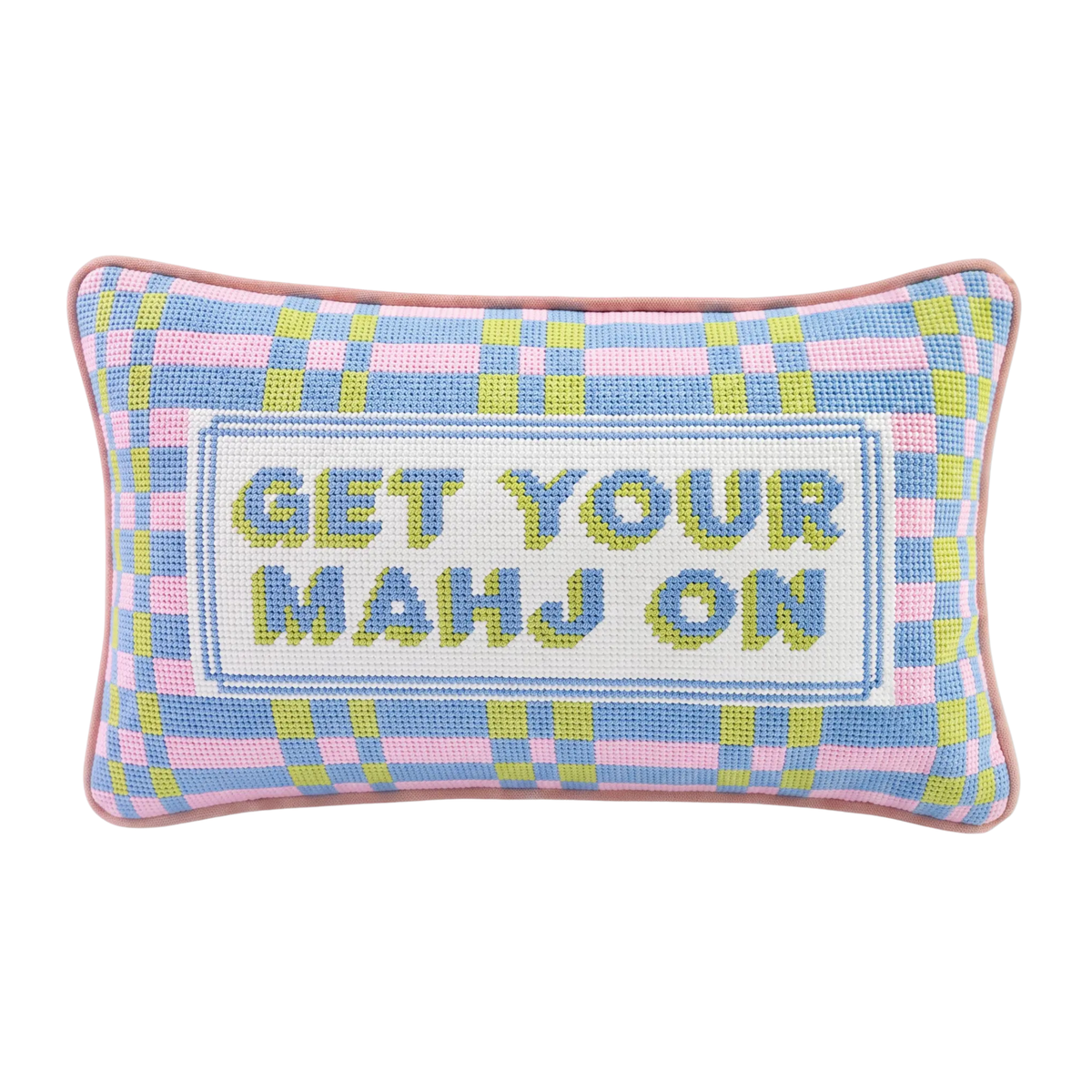 Get Your Mahj On Needlepoint Pillow