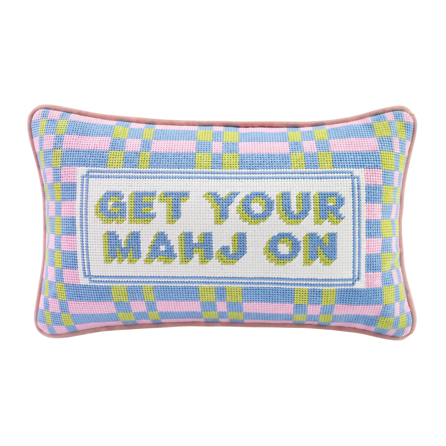 Get Your Mahj On Needlepoint Pillow