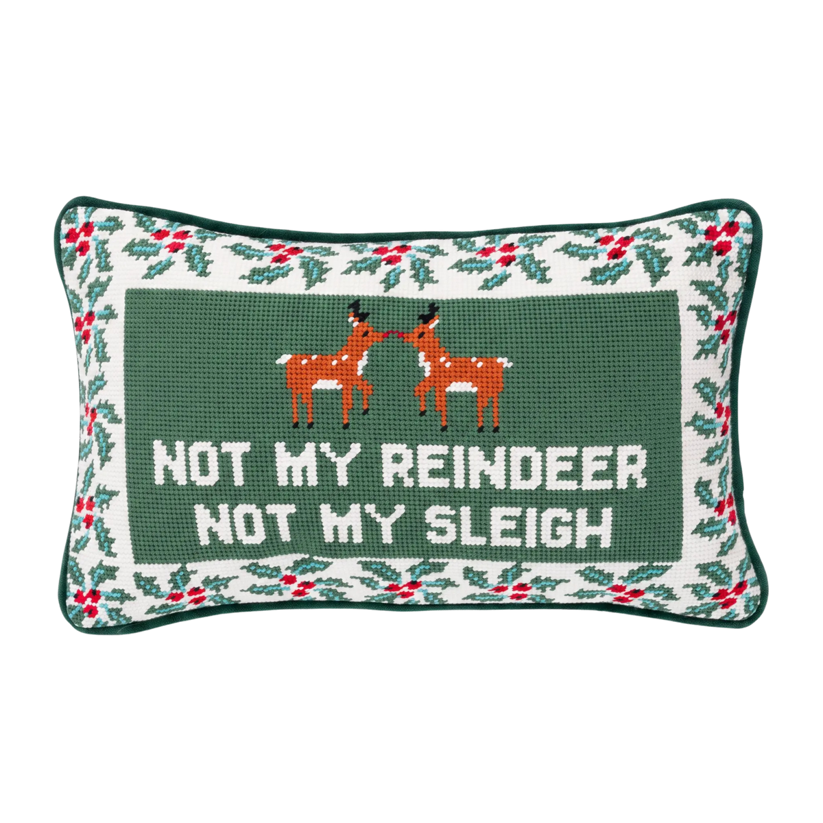 Not My Reindeer Needlepoint Pillow