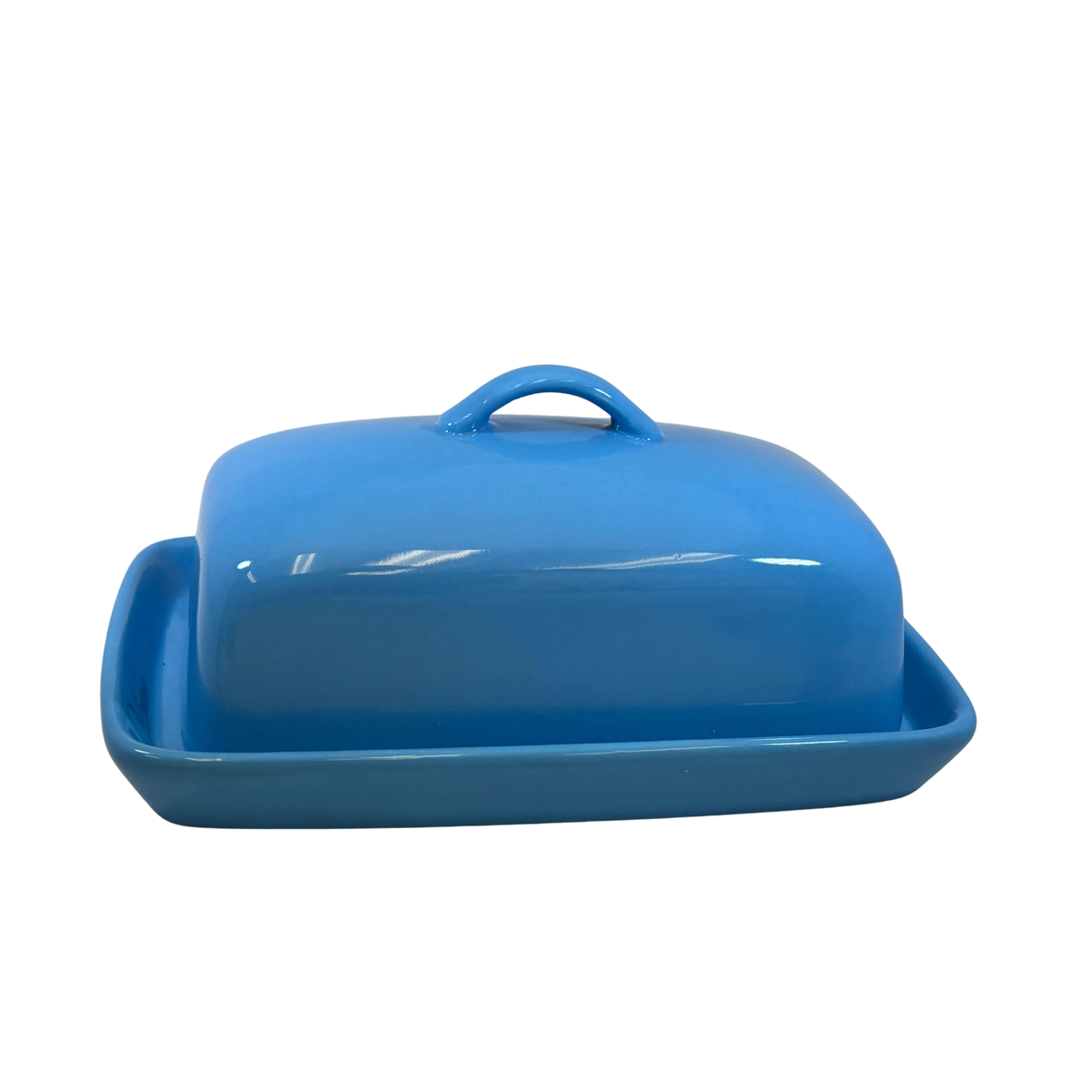Stoneware Blue Butter Dish