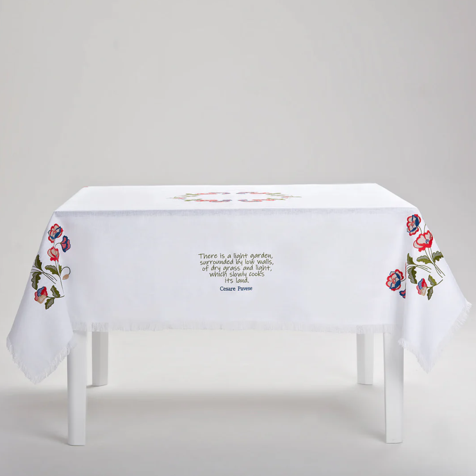 Poppies Gioia  Tablecloth - White Linen