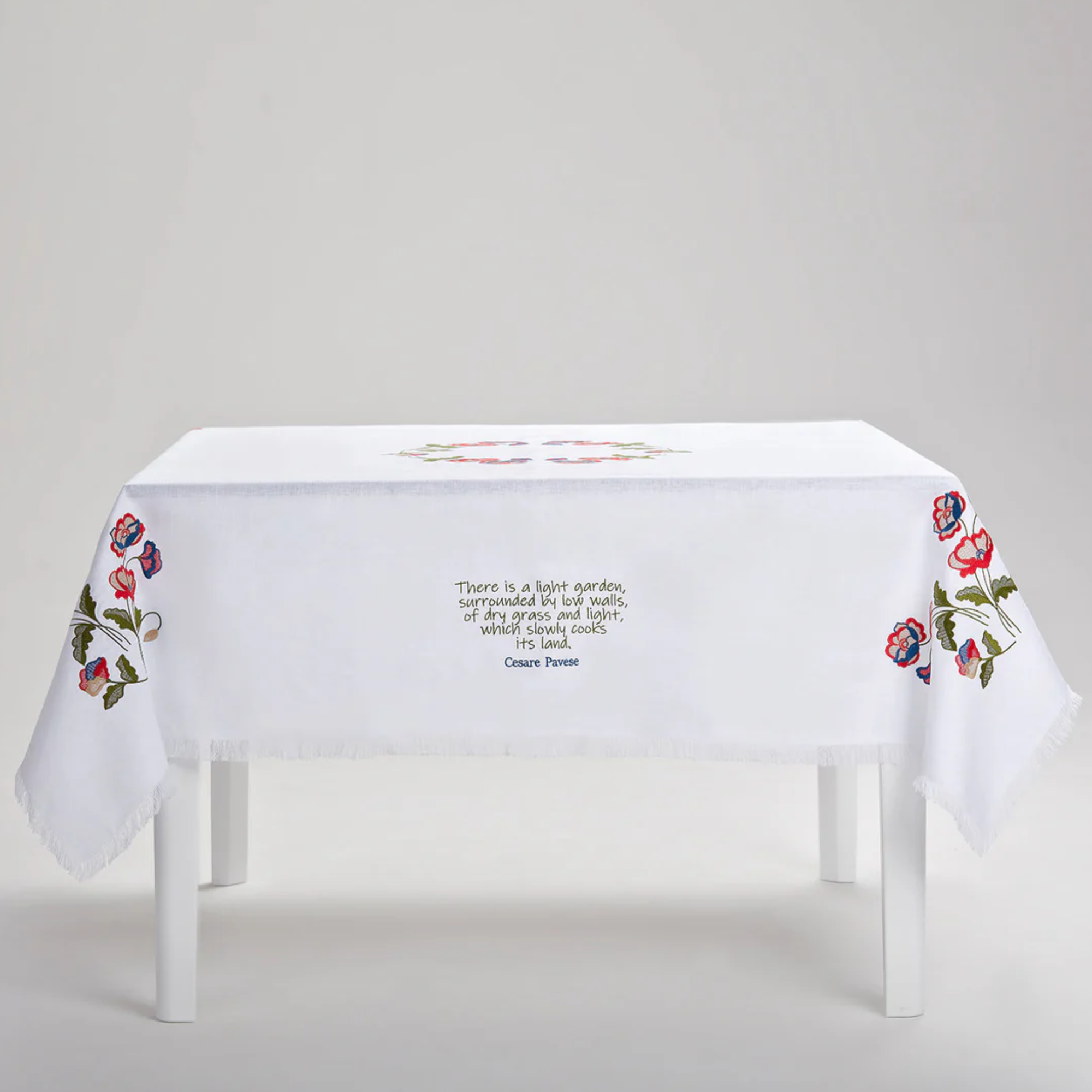 Poppies Gioia  Tablecloth - White Linen