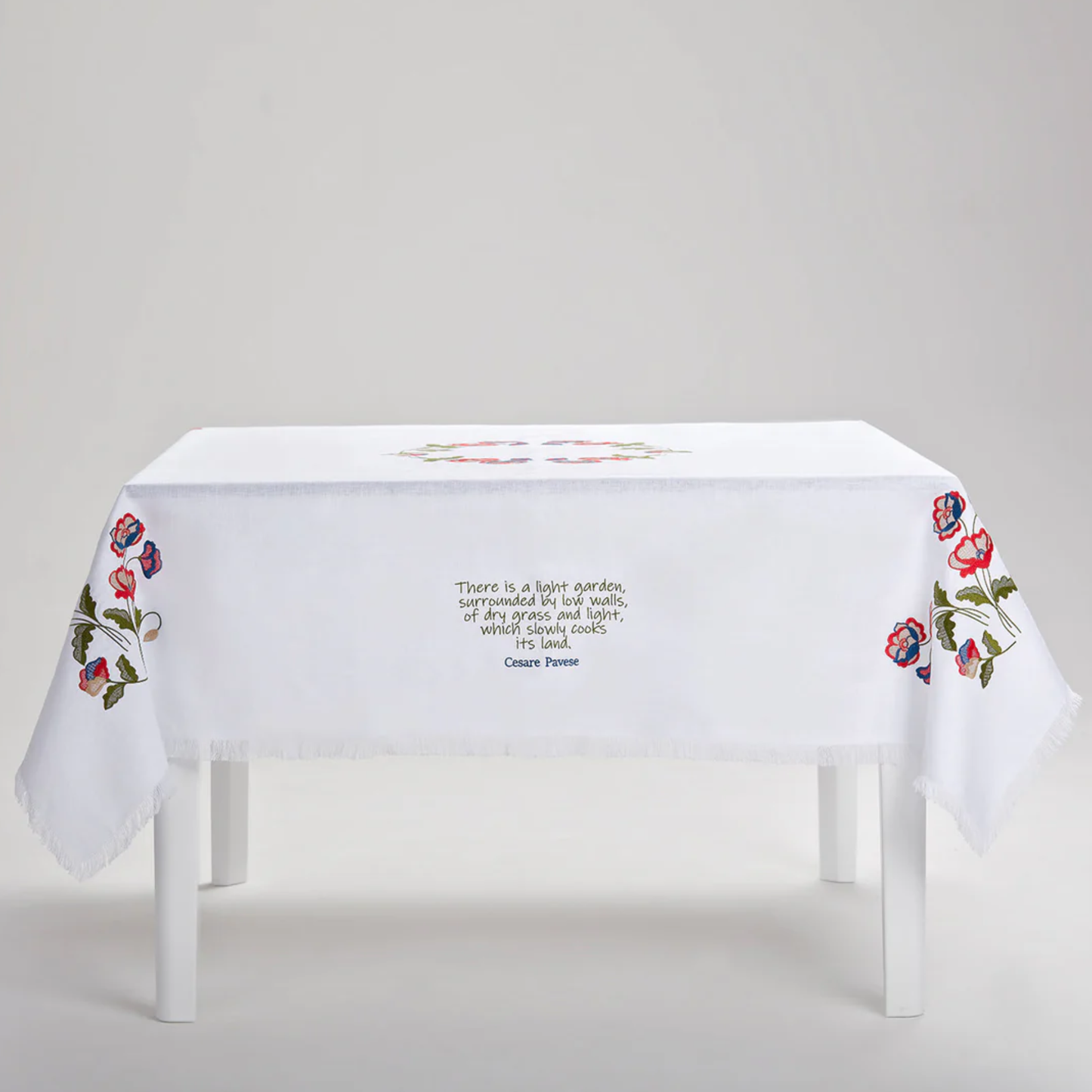 Poppies Gioia  Tablecloth - White Linen