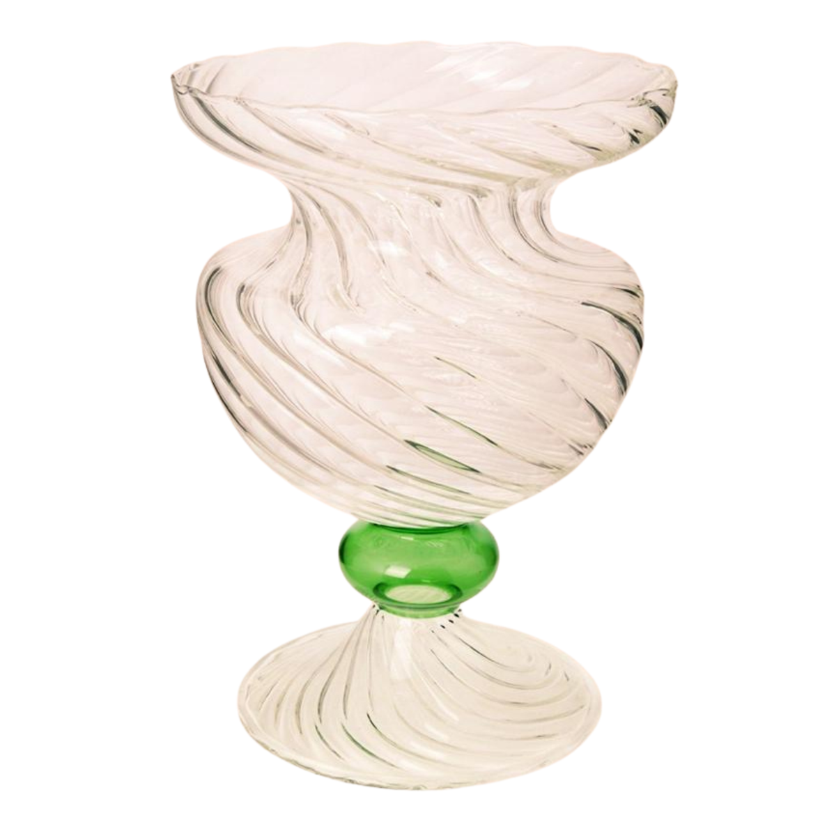 Green Globe Murano Vase Cleo Wave