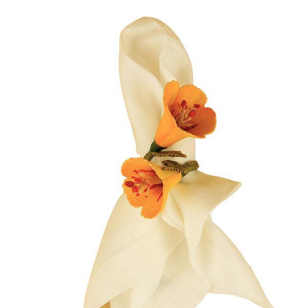 Napkin Ring Yellow Flower Wood