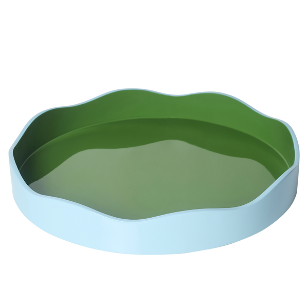 Allegra Round Wiggle Tray in Green and Blue