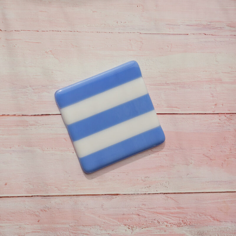 10cm Striped Coaster - Blue (Periwinkle) &amp; White image