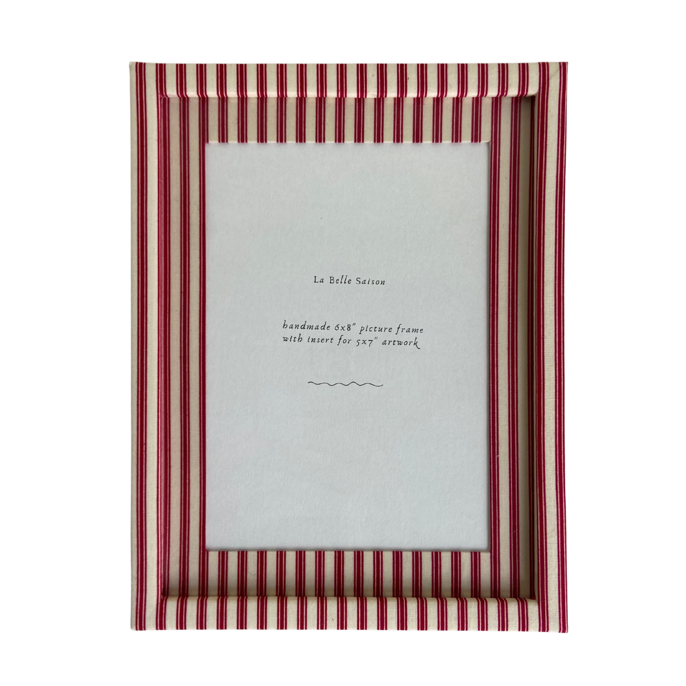 6x8" Handmade Red Ticking Stripe Picture Frame