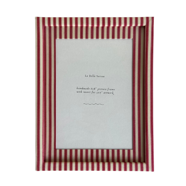 6x8" Handmade Red Ticking Stripe Picture Frame