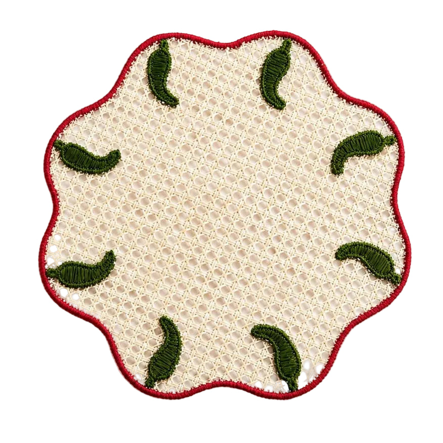 Scalloped Green Pepper Handwoven Placemat (set of 4)