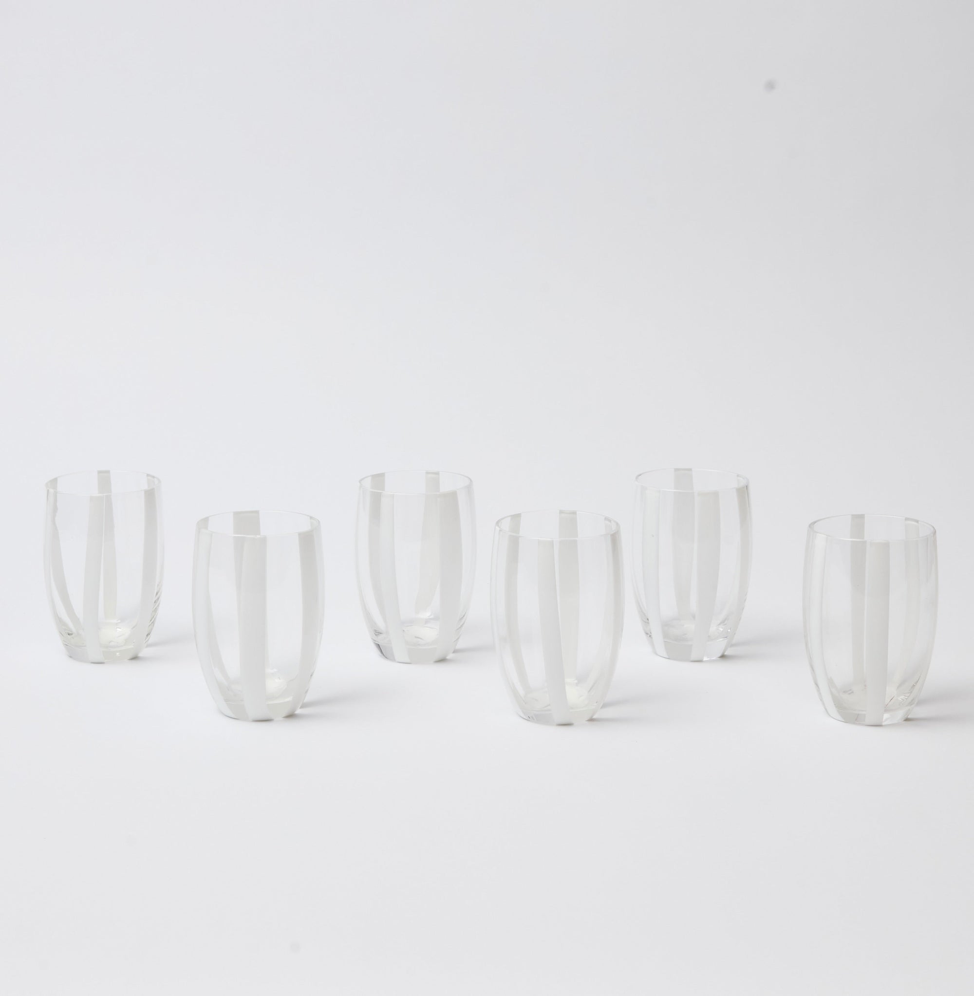 White Striped Tumblers (Set of 6)