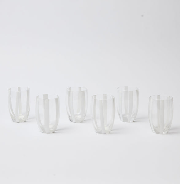 White Striped Tumblers (Set of 6)